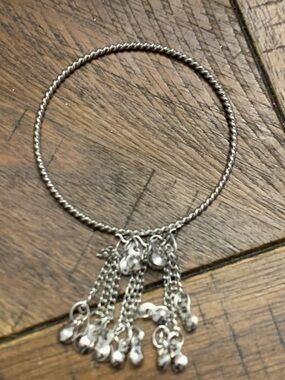 Silver-Tone Charm Bangle Bracelet